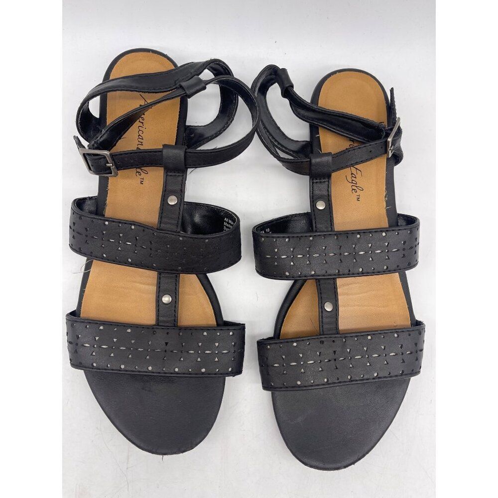 American Eagle Women Black Strappy Sandals Size 10